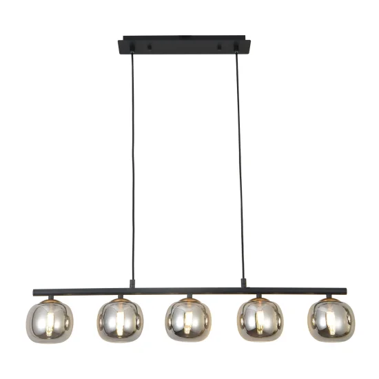 CANDEEIRO DE TECTO 5 LUZES FERRO BRONZE/PRETO NICOLETTA 2