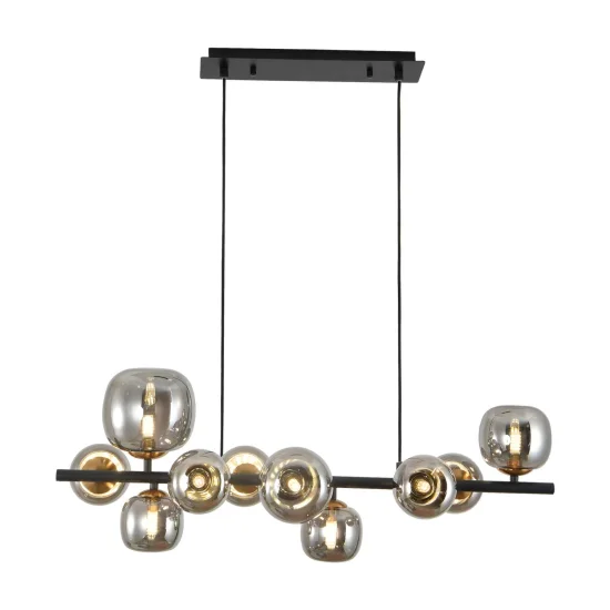 CANDEEIRO DE TECTO 10 LUZES FERRO BRONZE/PRETO NICOLETTA 2