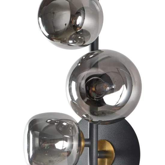 CANDEEIRO DE PAREDE 3 LUZES FERRO BRONZE/PRETO NICOLETTA 2