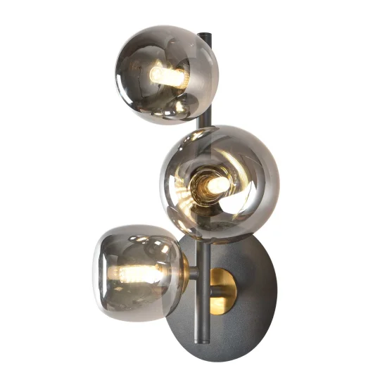 CANDEEIRO DE PAREDE 3 LUZES FERRO BRONZE/PRETO NICOLETTA