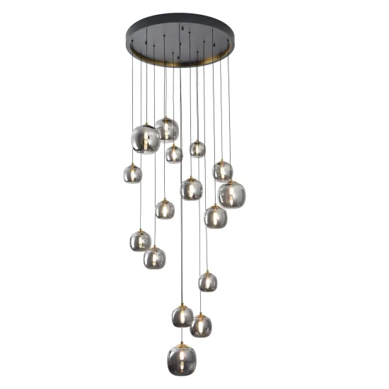 CANDEEIRO DE TECTO 16 LUZES BRONZE/PRETO DE FERRO NICOLETTA