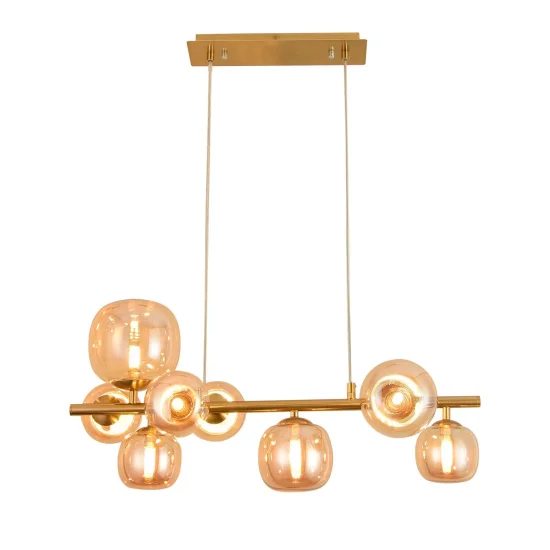 CANDEEIRO DE TECTO 8 LUZES FERRO DOURADO NICOLETTA 2