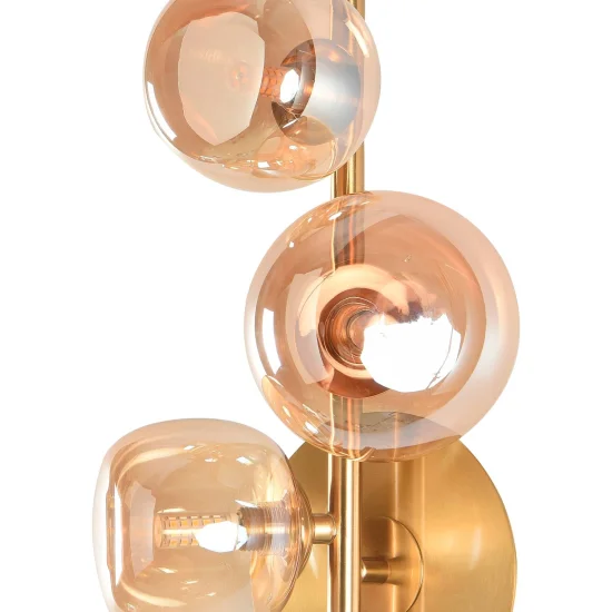 CANDEEIRO DE PAREDE 3 LUZES FERRO DOURADO NICOLETTA 2