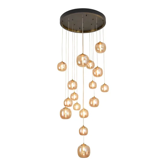 CANDEEIRO DE TECTO 16 LUZES FERRO PRETO/BRONZE NICOLETTA