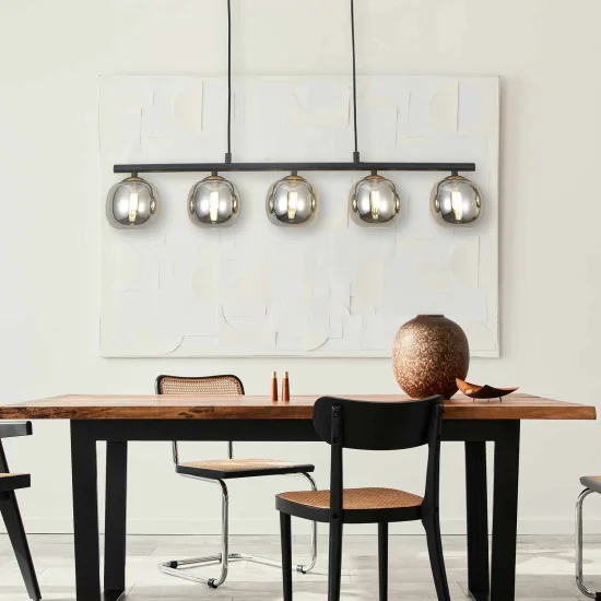 CANDEEIRO DE TECTO 5 LUZES FERRO BRONZE/PRETO NICOLETTA