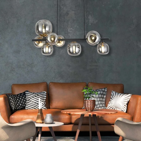 CANDEEIRO DE TECTO 8 LUZES FERRO BRONZE/PRETO NICOLETTA