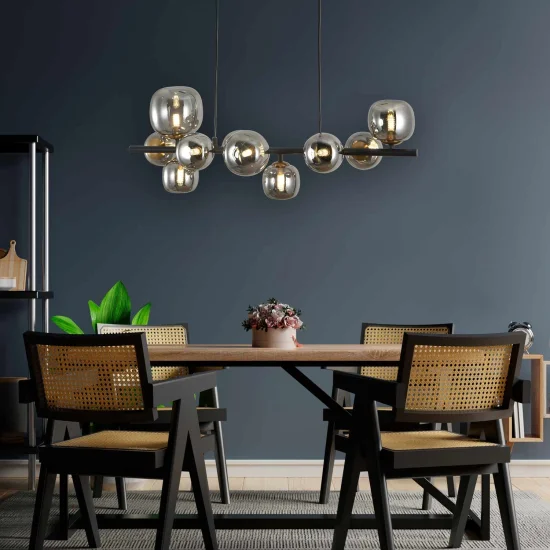 CANDEEIRO DE TECTO 10 LUZES FERRO BRONZE/PRETO NICOLETTA