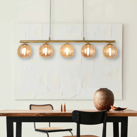 CANDEEIRO DE TECTO 5 LUZES FERRO DOURADO NICOLETTA