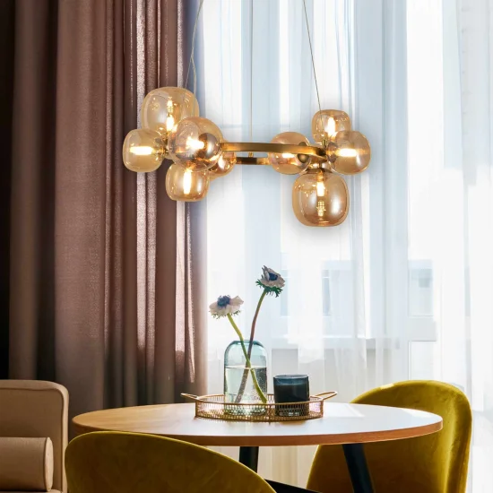 CANDEEIRO DE TECTO 11 LUZES FERRO DOURADO NICOLETTA