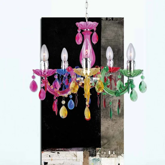 LÂMPADA DE TETO 5 LUZES MULTICOLORIDAS