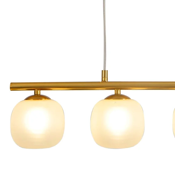 CANDEEIRO DE TECTO 4 LUZES FERRO DOURADO ABAJUR BRANCO NICOLETTA