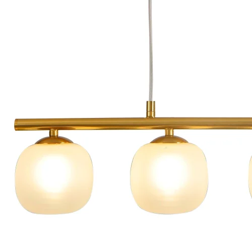 CANDEEIRO DE TECTO 4 LUZES FERRO DOURADO ABAJUR BRANCO NICOLETTA