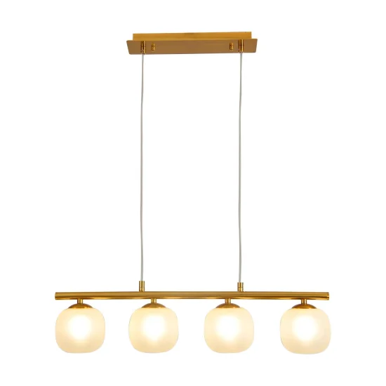 CANDEEIRO DE TECTO 4 LUZES FERRO DOURADO ABAJUR BRANCO NICOLETTA 2