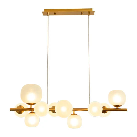 CANDEEIRO DE TECTO 10 LUZES FERRO DOURADO ABAJUR BRANCO NICOLETTA 2
