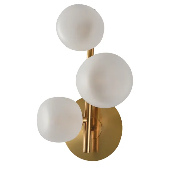 CANDEEIRO DE PAREDE 3 LUZES FERRO DOURADO ABAJUR BRANCO NICOLETTA 2