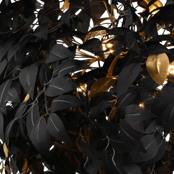 CANDEEIRO DE TECTO 4 LUZES Ø 70CM FOLHAS PRETAS