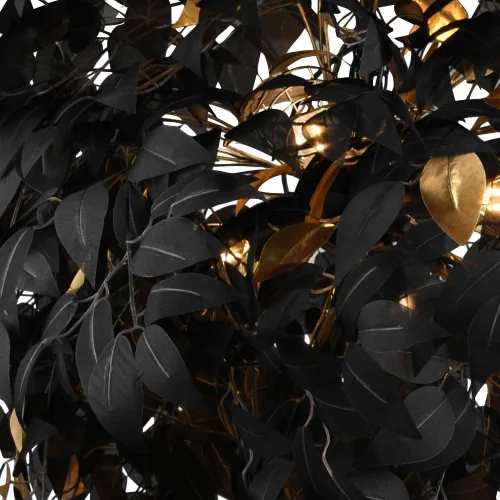 CANDEEIRO DE TECTO 4 LUZES Ø 70CM FOLHAS PRETAS