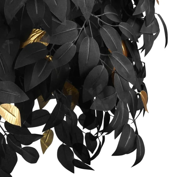CANDEEIRO DE TECTO 3 LUZES Ø 70CM FOLHAS PRETAS