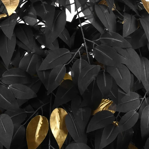 CANDEEIRO DE TECTO 3 LUZES Ø 70CM FOLHAS PRETAS