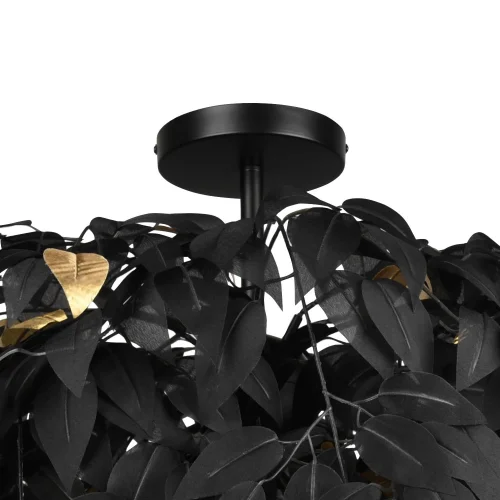 CANDEEIRO DE TECTO 3 LUZES Ø 70CM FOLHAS PRETAS