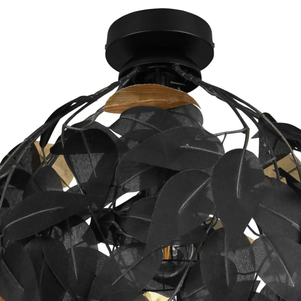 CANDEEIRO DE TECTO 1 LUZ Ø 38CM FOLHAS PRETAS