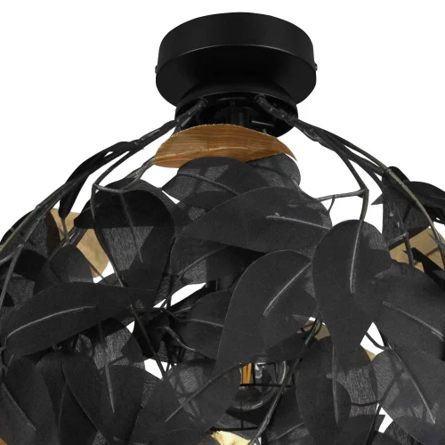 CANDEEIRO DE TECTO 1 LUZ Ø 38CM FOLHAS PRETAS