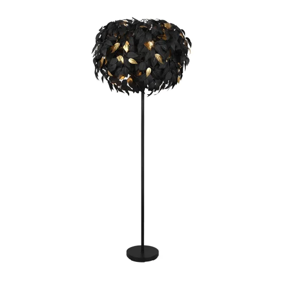 CANDEEIRO DE PISO 3 LUZES Ø 70CM FOLHAS PRETAS