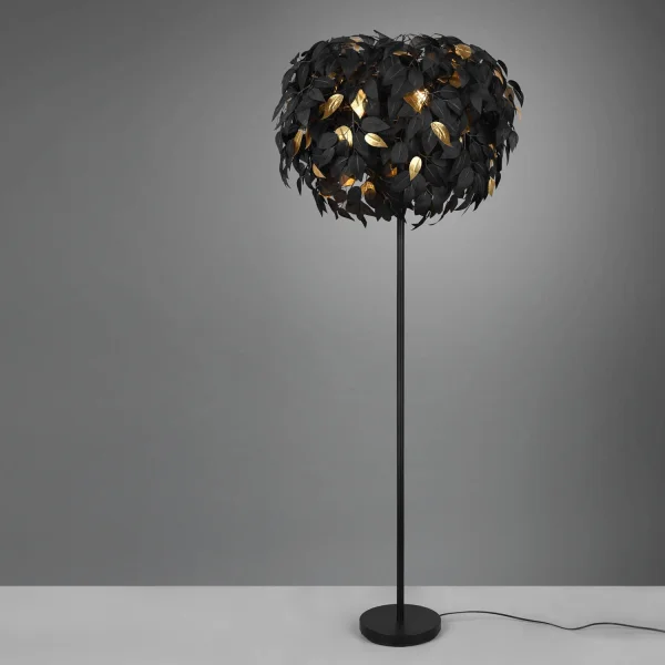 CANDEEIRO DE PISO 3 LUZES Ø 70CM FOLHAS PRETAS