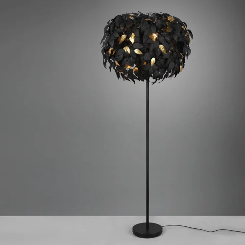 CANDEEIRO DE PISO 3 LUZES Ø 70CM FOLHAS PRETAS