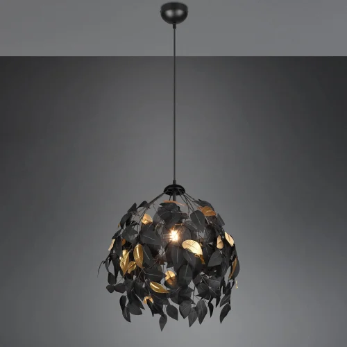 CANDEEIRO DE TECTO 1 LUZ Ø 38CM FOLHAS PRETAS