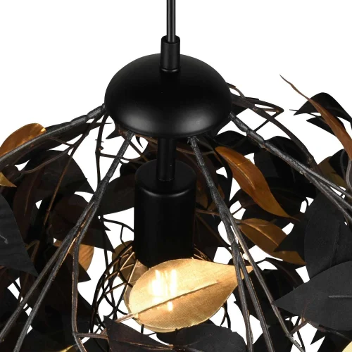 CANDEEIRO DE TECTO 1 LUZ Ø 38CM FOLHAS PRETAS