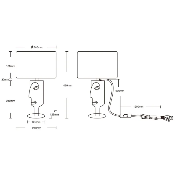 CANDEEIRO DE MESA DE METAL ABAJUR PRETO OTIS