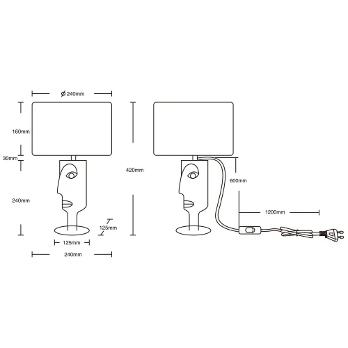 CANDEEIRO DE MESA DE METAL ABAJUR PRETO OTIS
