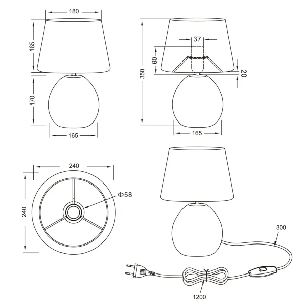 CANDEEIRO DE MESA SPLENDOUR 24CM IMITAÇÃO MADEIRA