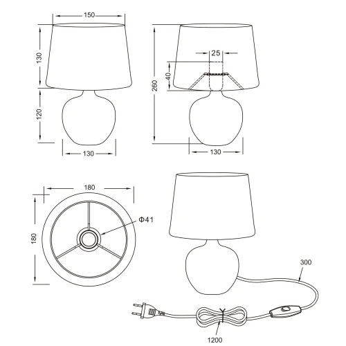 CANDEEIRO DE MESA SPLENDOUR 18CM IMITAÇÃO DE MADEIRA