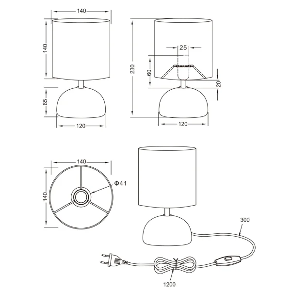 CANDEEIRO DE MESA JOEL IMITAÇÃO MADEIRA