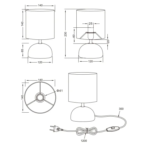 CANDEEIRO DE MESA JOEL IMITAÇÃO MADEIRA