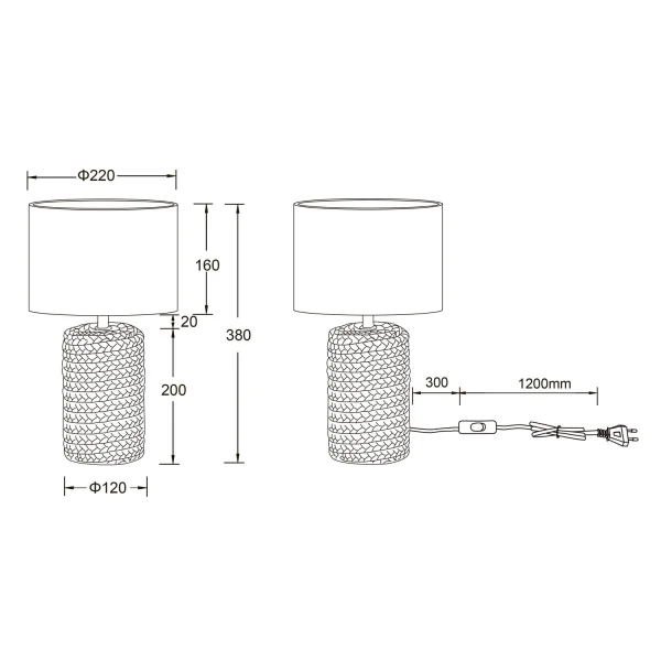 CANDEEIRO DE MESA EM CERÂMICA Ø 22CM E27 DIMAS