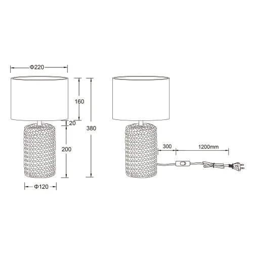 CANDEEIRO DE MESA EM CERÂMICA Ø 22CM E27 DIMAS