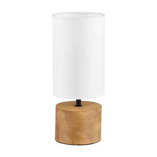 CANDEEIRO DE MESA SIGRID Ø 12CM MADEIRA NATURAL ABAJUR BRANCO 2