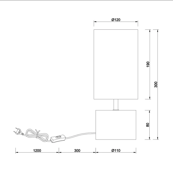 CANDEEIRO DE MESA SIGRID Ø 12CM MADEIRA NATURAL ABAJUR BRANCO