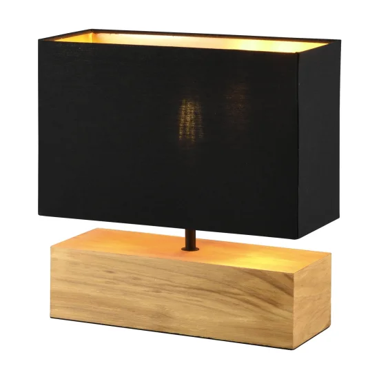 CANDEEIRO DE MESA SIGRID MADEIRA NATURAL ABAJUR PRETO E27 2