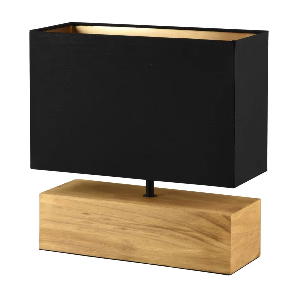 CANDEEIRO DE MESA SIGRID MADEIRA NATURAL ABAJUR PRETO E27