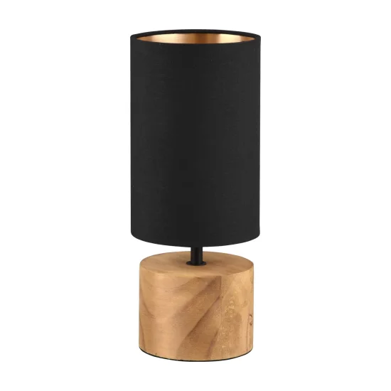 CANDEEIRO DE MESA SIGRID Ø 12CM MADEIRA NATURAL ABAJUR PRETO 2