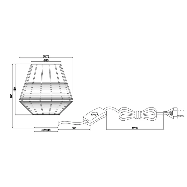 CANDEEIRO DE MESA EM ROTIM NATURAL GALADRIEL