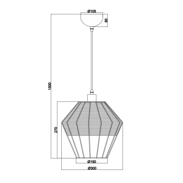 CANDEEIRO DE TECTO DE ROTIM NATURAL Ø 30 CM GALADRIEL