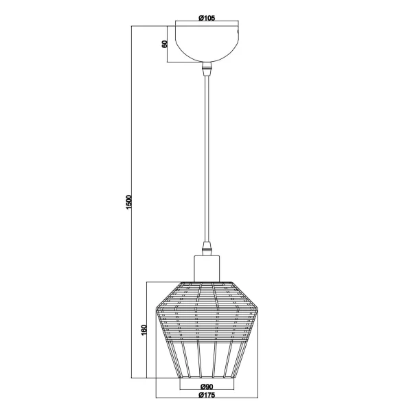 CANDEEIRO DE TECTO DE ROTIM NATURAL Ø 17 CM GALADRIEL