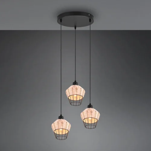 CANDEEIRO DE TECTO 3 LUZES RATTAN NATURAL GALADRIEL