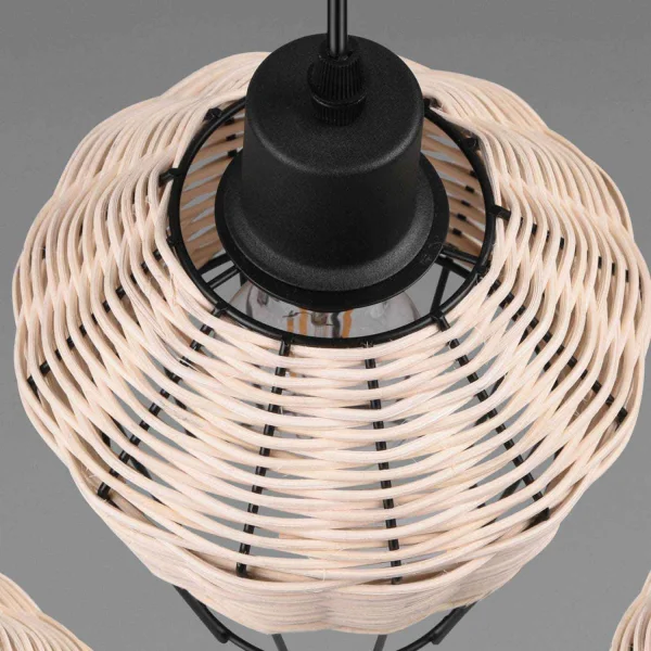 CANDEEIRO DE TECTO 3 LUZES RATTAN NATURAL GALADRIEL
