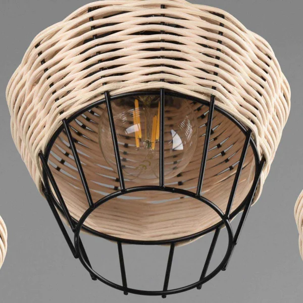 CANDEEIRO DE TECTO 3 LUZES RATTAN NATURAL GALADRIEL